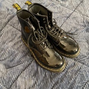 Size 7 black patent leather Doc Martens.